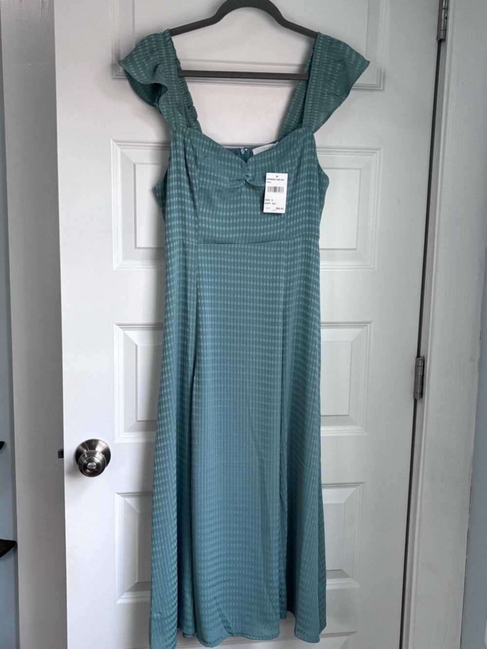 NWT Lush Dry Goods Sleeveless Sage Green Midi Dress with Ruffle Straps